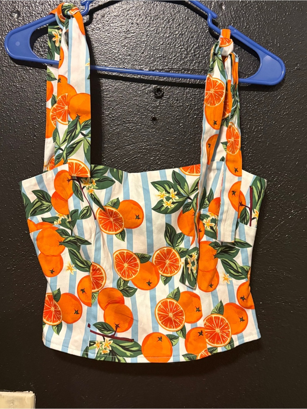 ModCloth x Collectif Ylenia Striped Oranges Crop Top Size XS